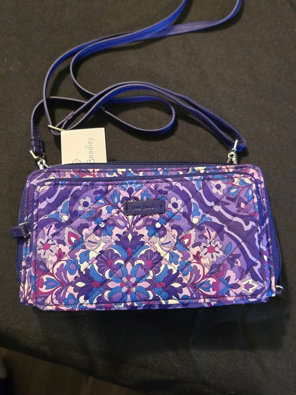 Vera Bradley Purple Multicolor Floral Quilted Crossbody Wallet
